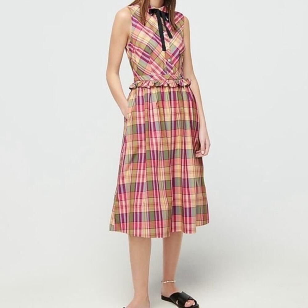 J.Crew Womens 2 Shirtdress in Plaid Multicolor Office Career Preppy Spring